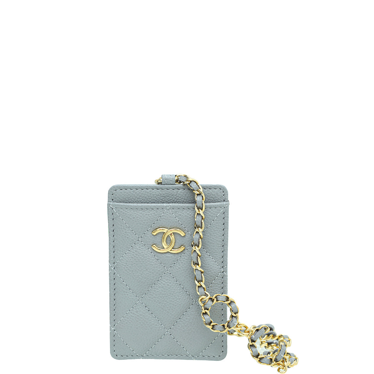 Chanel Light Gray Miss Coco Card Holder on Chain