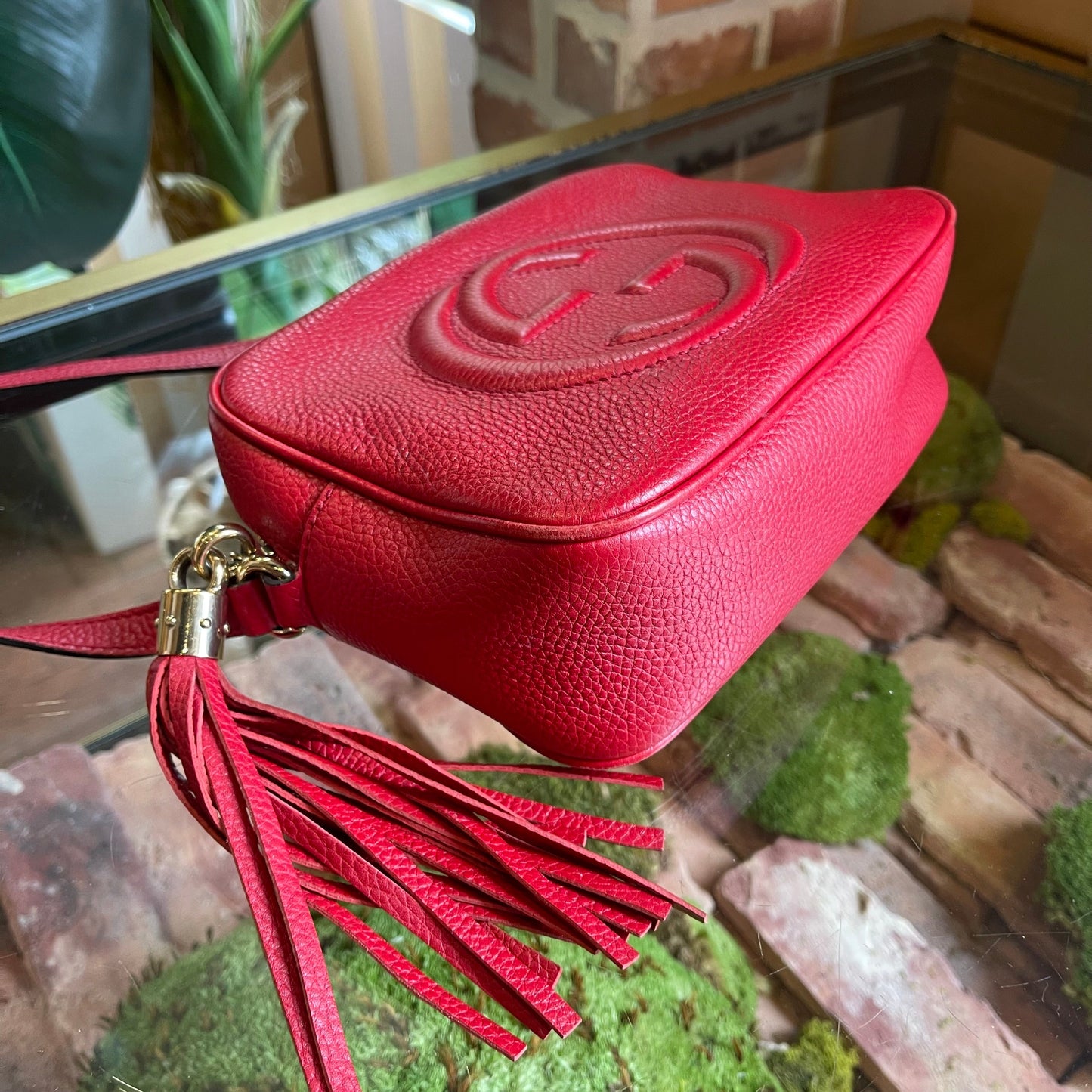 GUCCI Red Leather Soho Crossbody