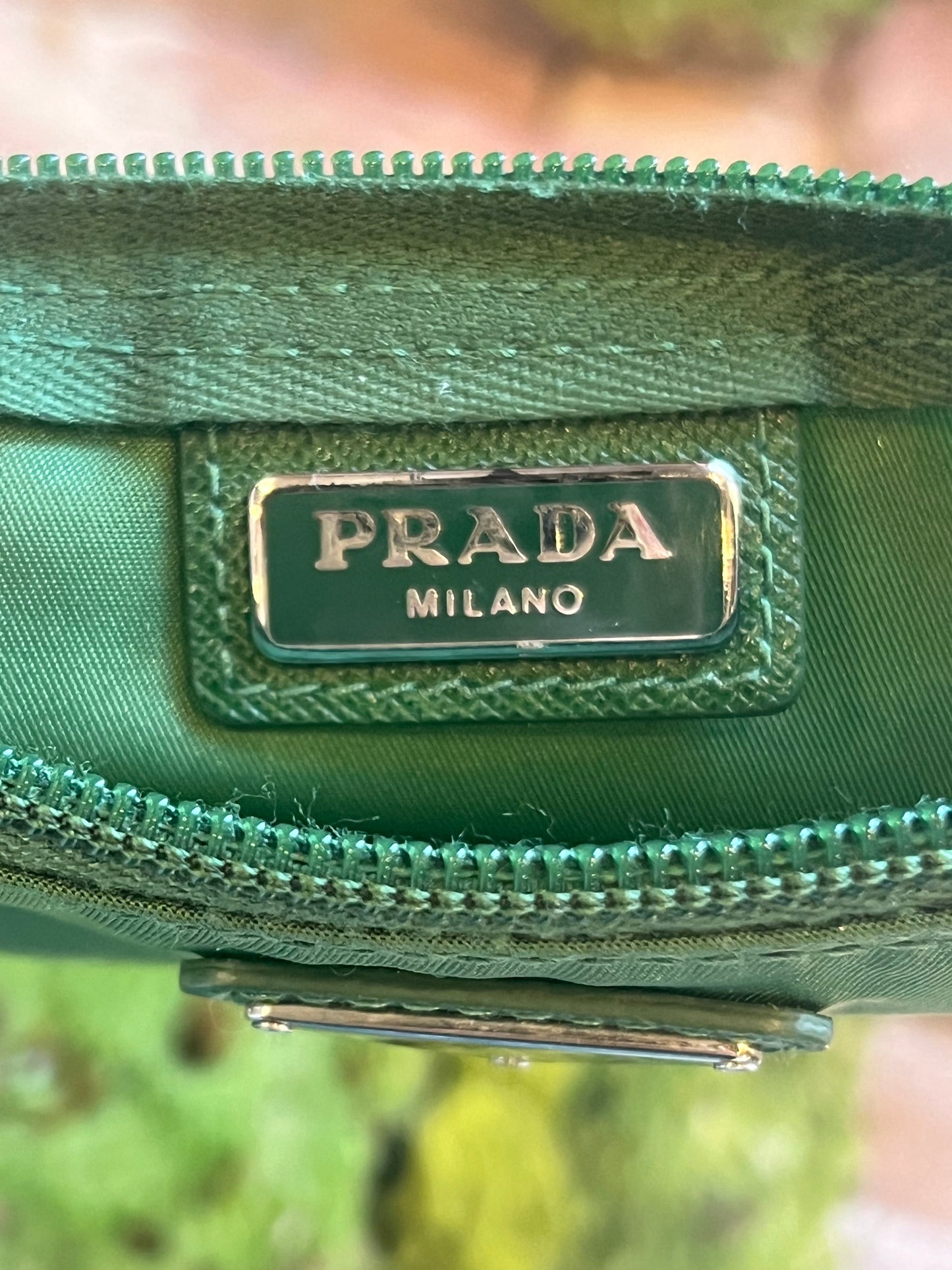 PRADA Green Nylon Tessuto Zip Pouch