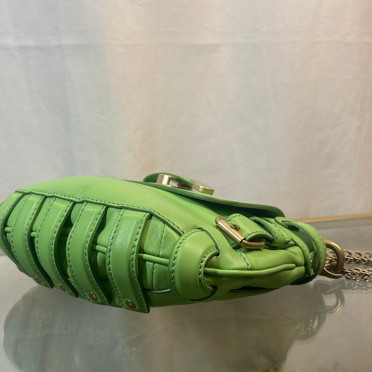 VERSACE Key Hole Medusa Neon Green Shoulder Bag