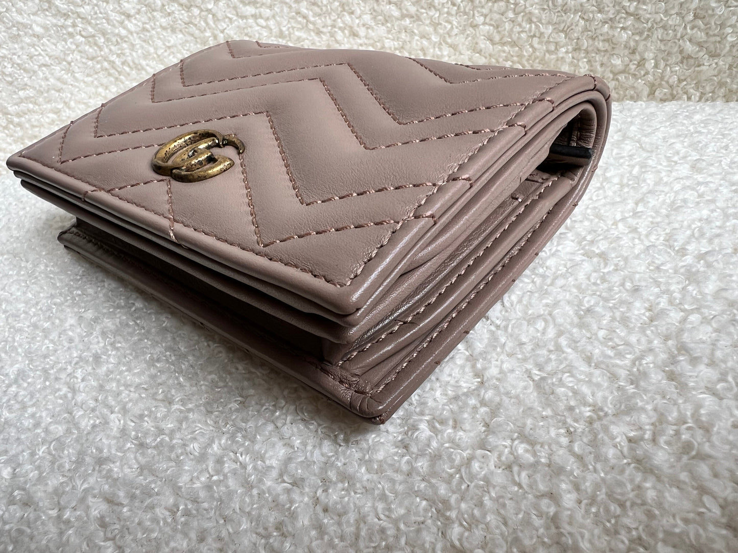 Gucci GG Dusty Pink Marmont Matelassé Card Case Wallet (RRP £345)