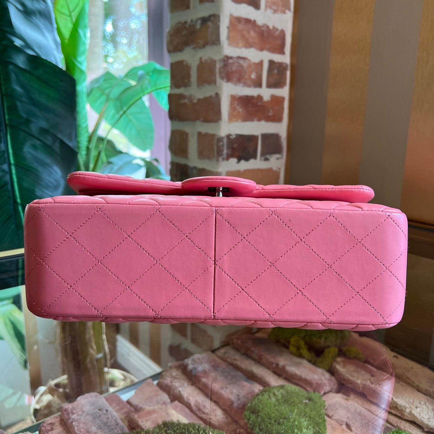 CHANEL Double Flap Jumbo Pink Lambskin Shoulder Bag