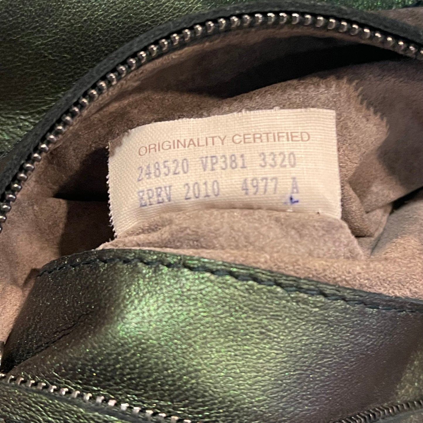 BOTTEGA VENETA Scarabee Metallic Green Intrecciato Leather Multi Pocket Tote