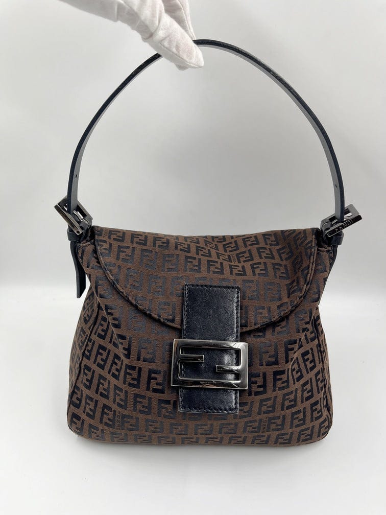 Vintage Fendi Mini Mamma Baguette in Brown Zucchino Canvas