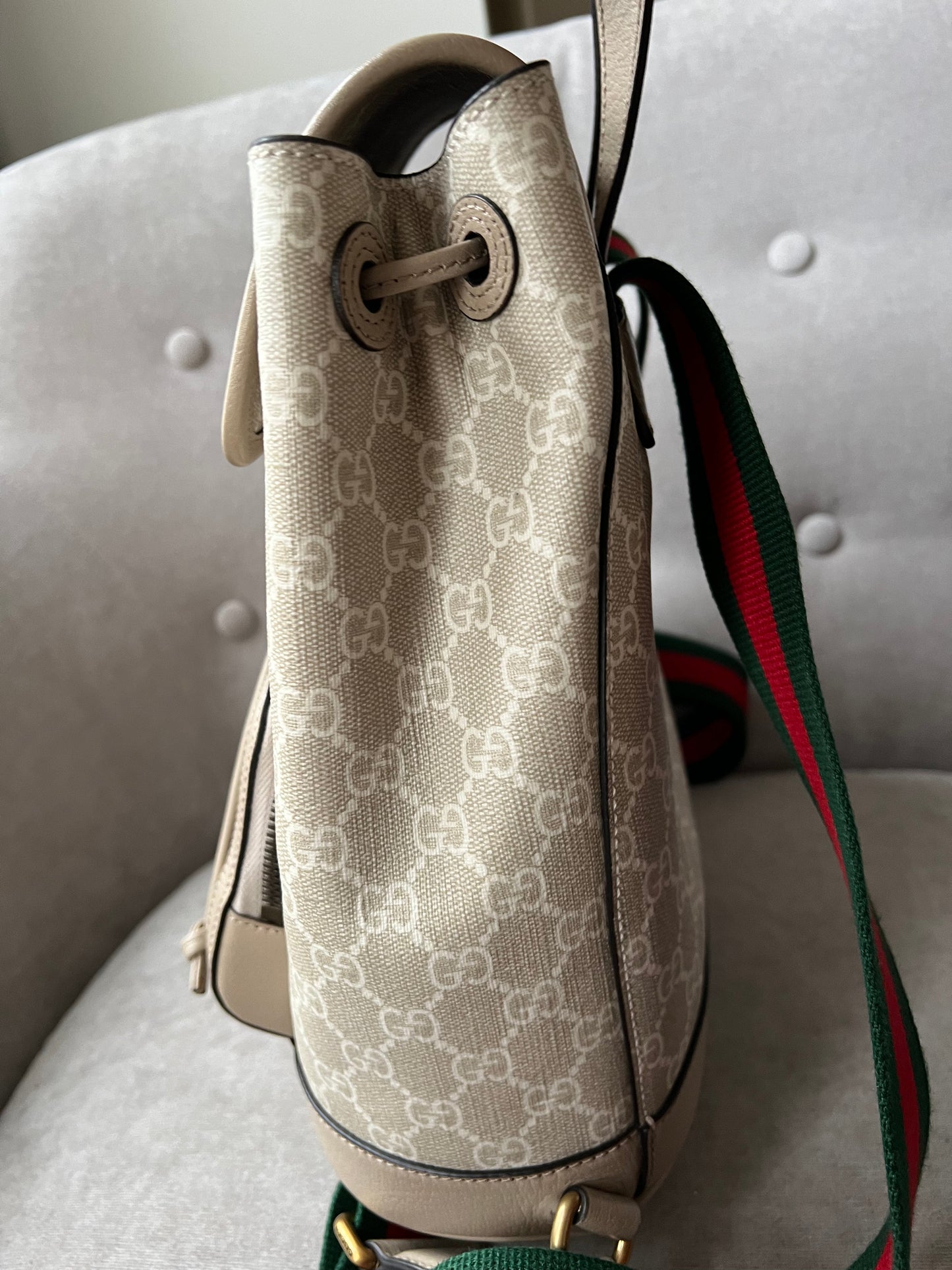 Gucci Beige and White Supreme Canvas Backpack (RRP £1500)