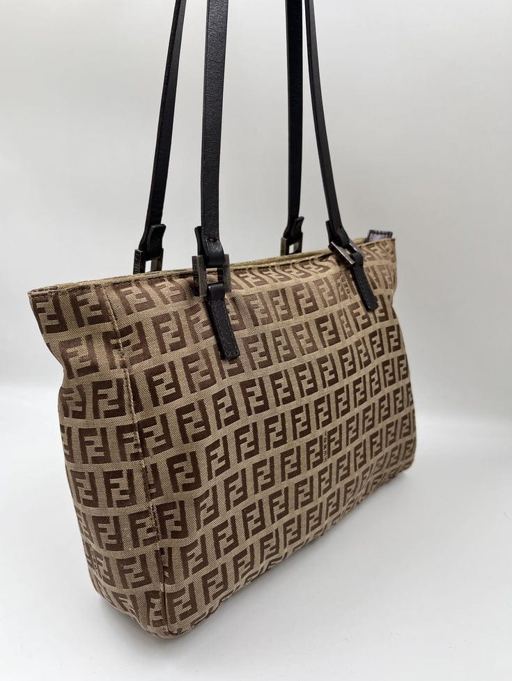 Vintage Fendi Shoulder Bag in Brown Zucca Canvas