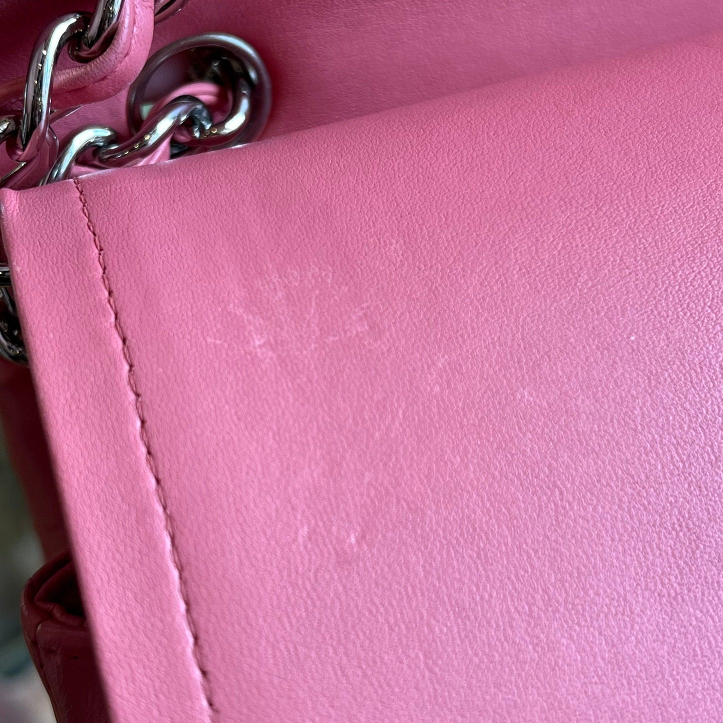 CHANEL Double Flap Jumbo Pink Lambskin Shoulder Bag