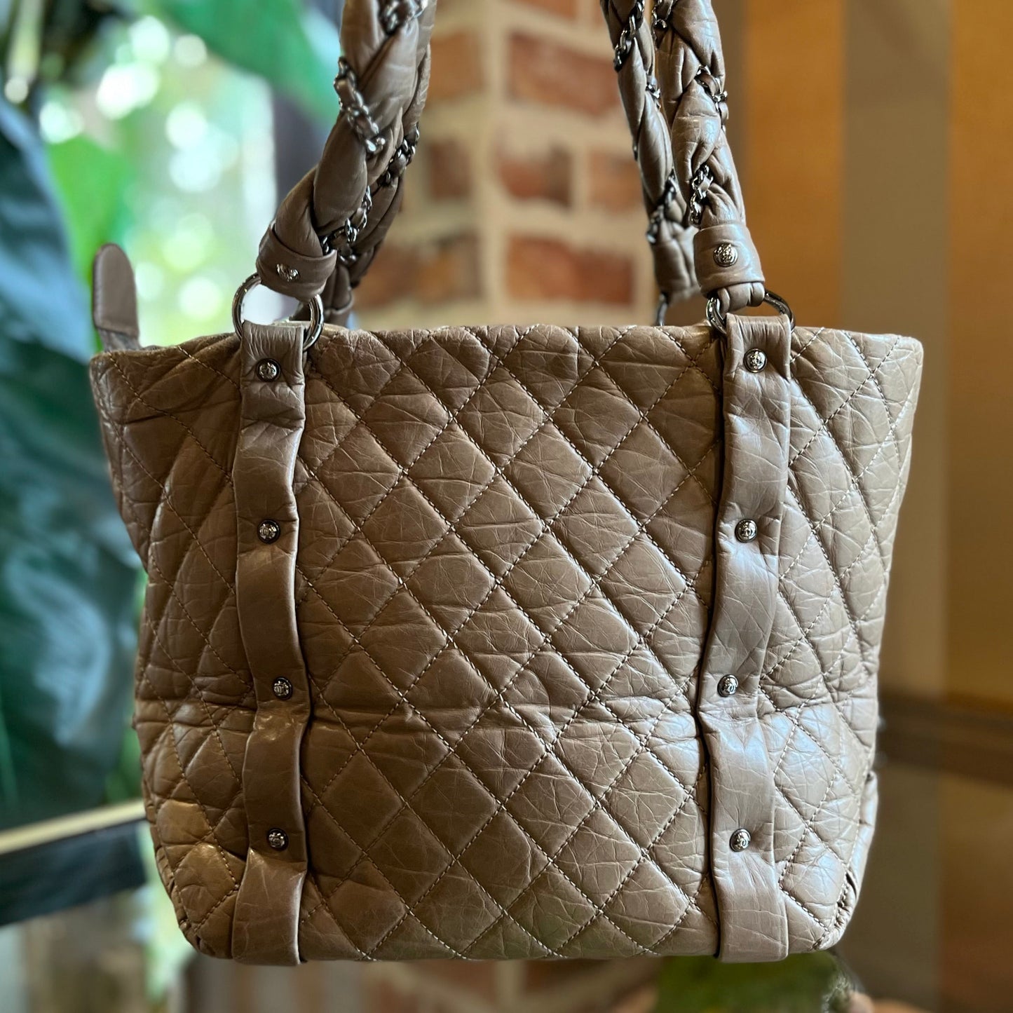 CHANEL Lady Braided Beige Aged Calfskin Tote TS