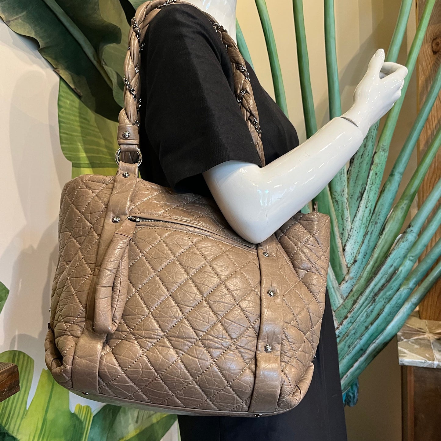 CHANEL Lady Braided Beige Aged Calfskin Tote TS