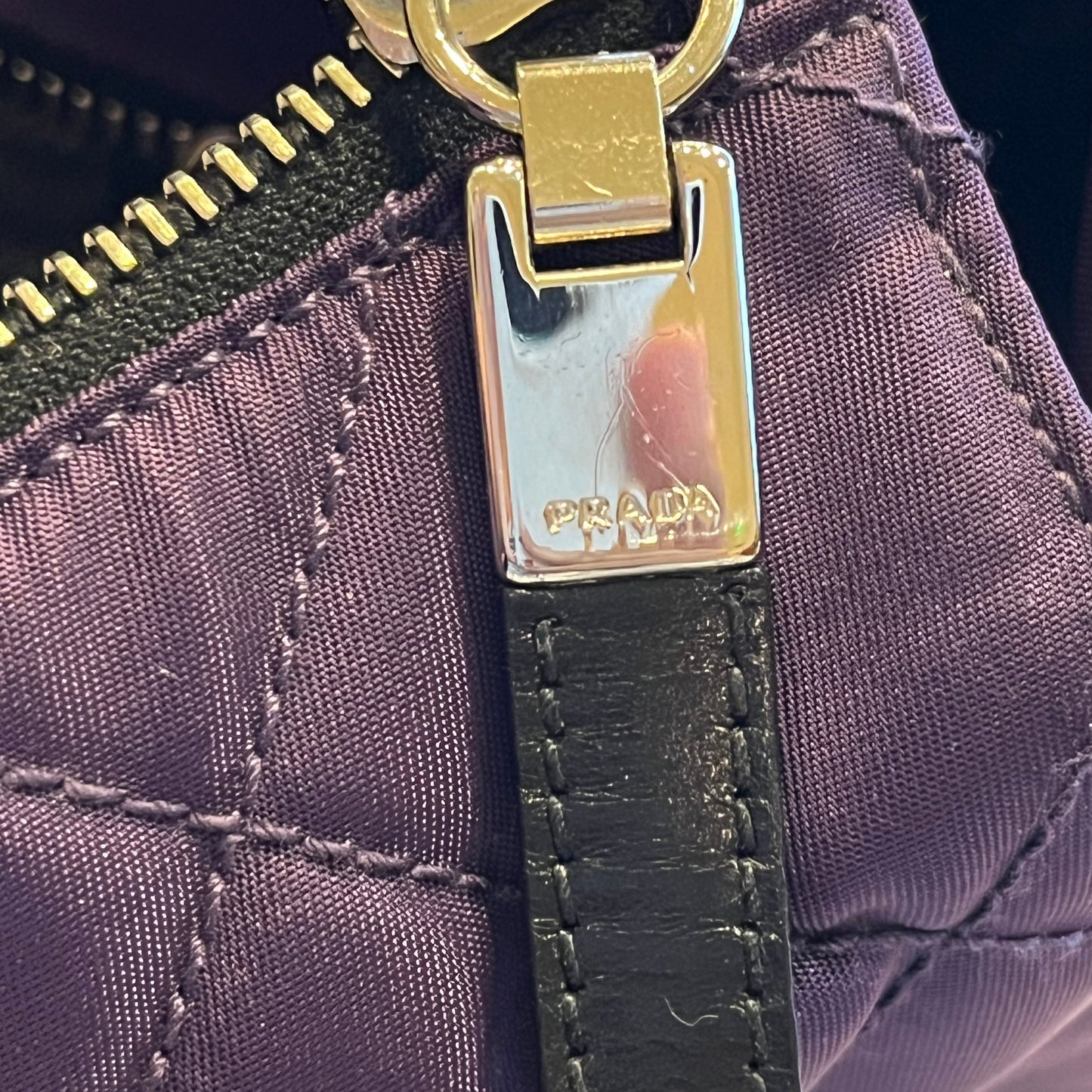 PRADA Impunture Purple Tessuto Quilted Chain Shoulder Bag and Wallet