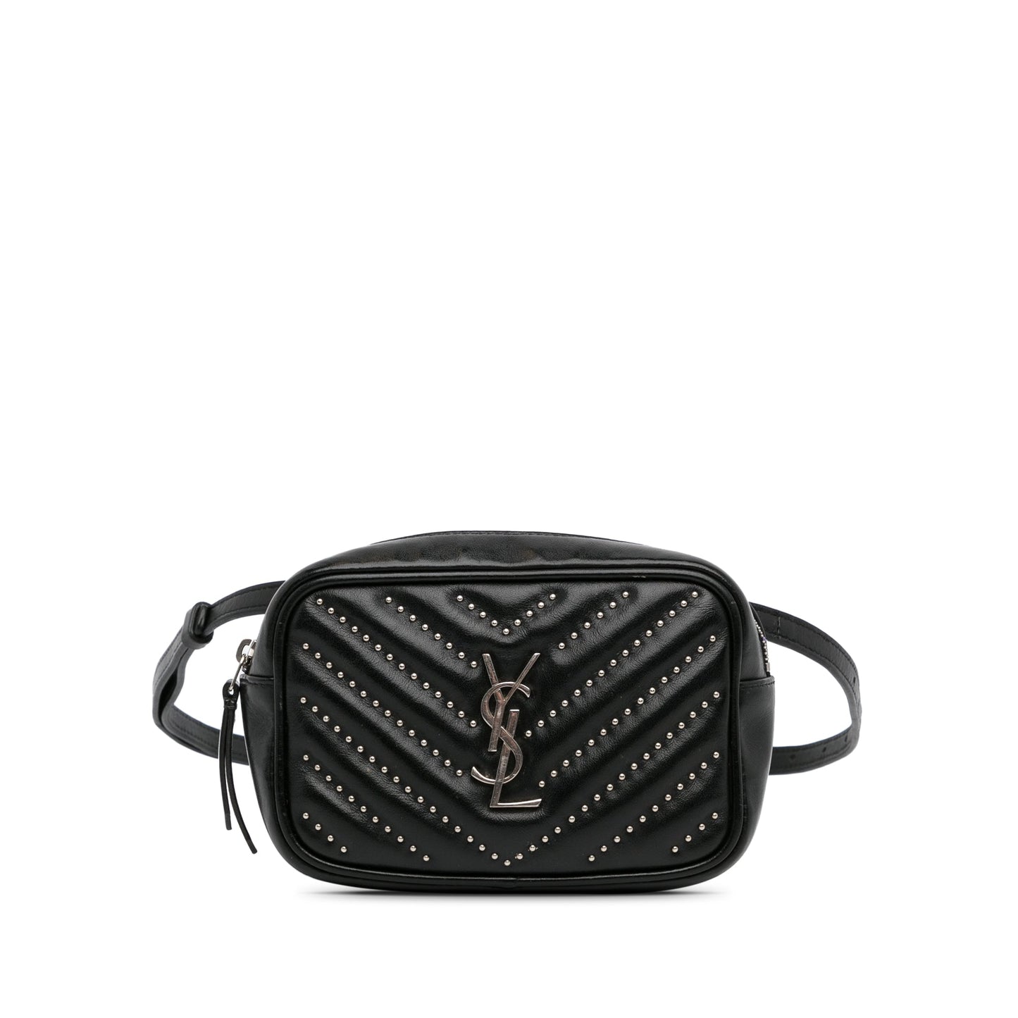 Yves Saint Laurent Monogram Lou Belt Bag Black Studded Matelassé