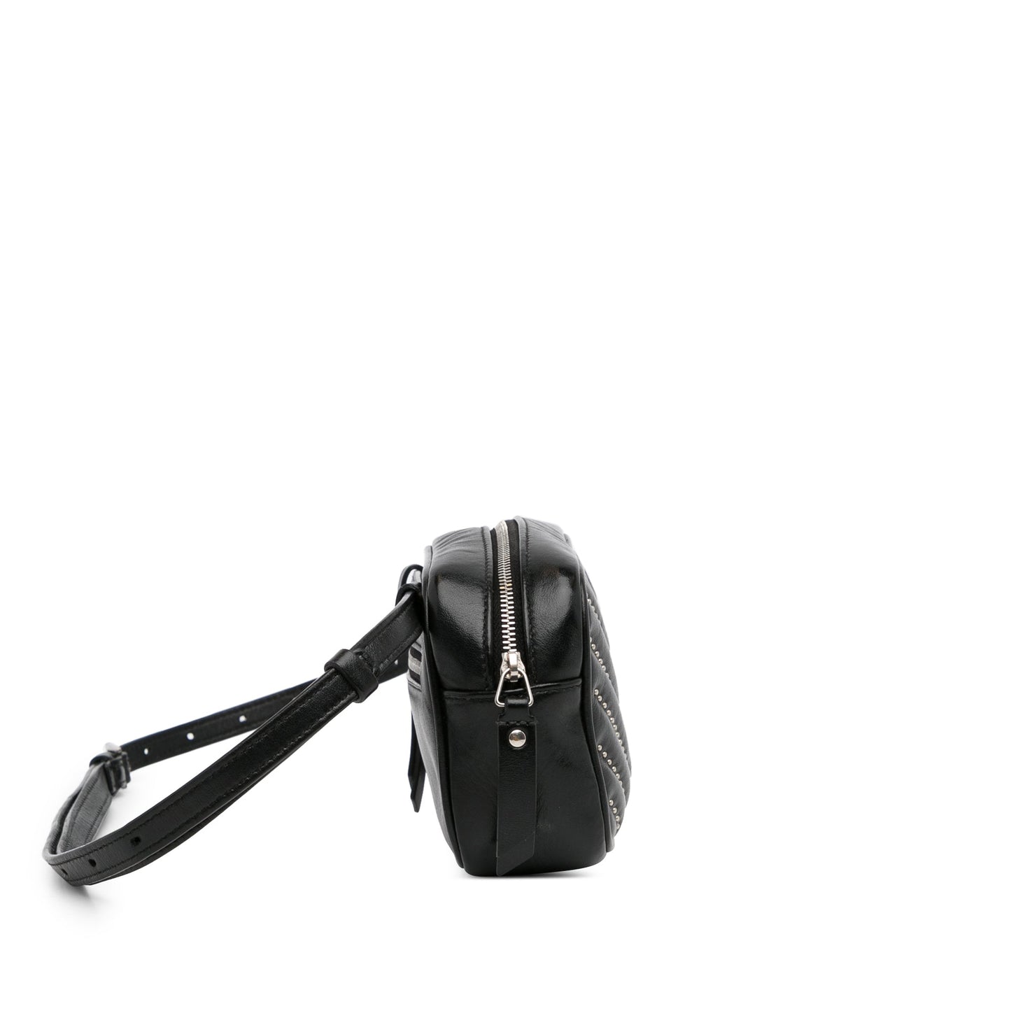 Yves Saint Laurent Monogram Lou Belt Bag Black Studded Matelassé