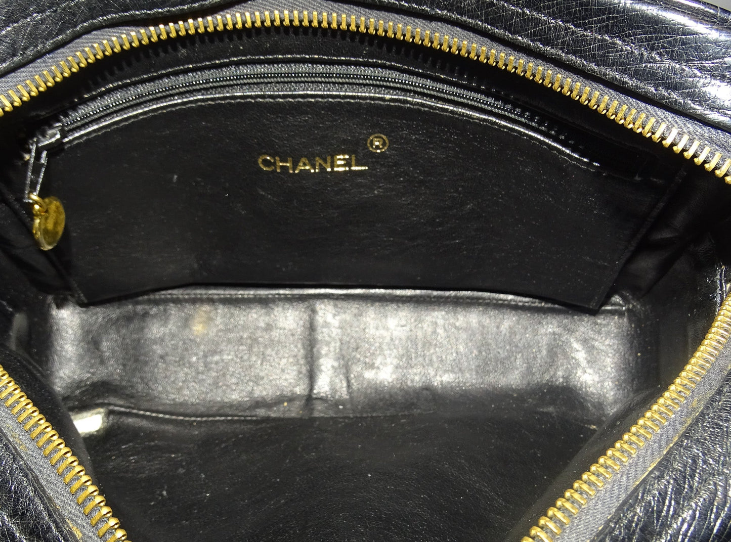 Chanel Vintage Ostrich Black Camera Bag