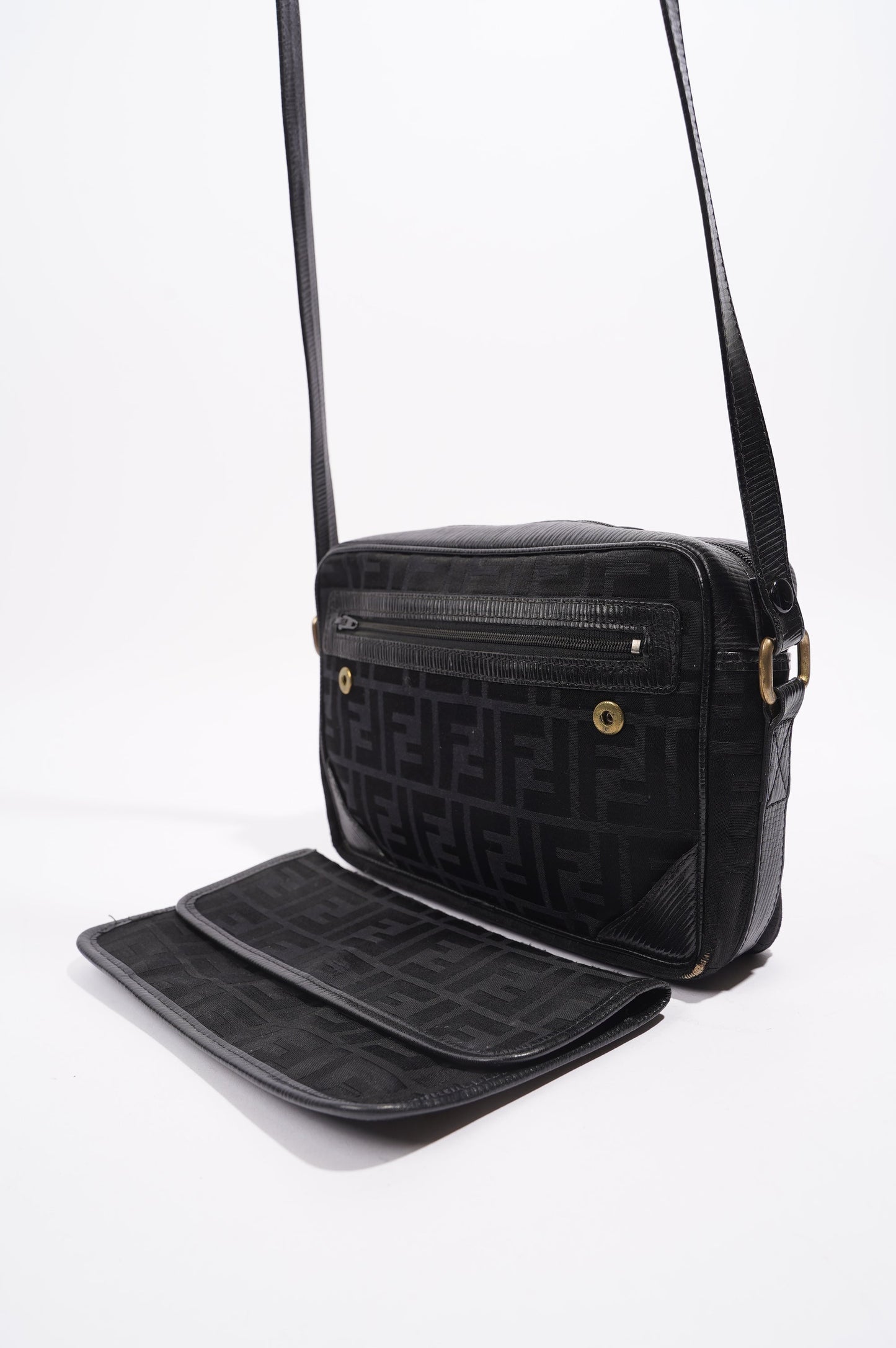 Fendi Womens Vintage Cloth Crossbody Black