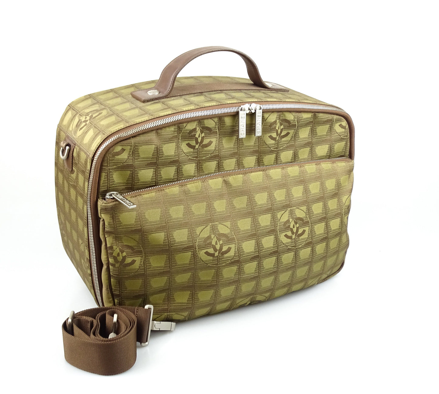 Chanel Travel Line Green Fabric Business/Leisure Trolley Bag 03