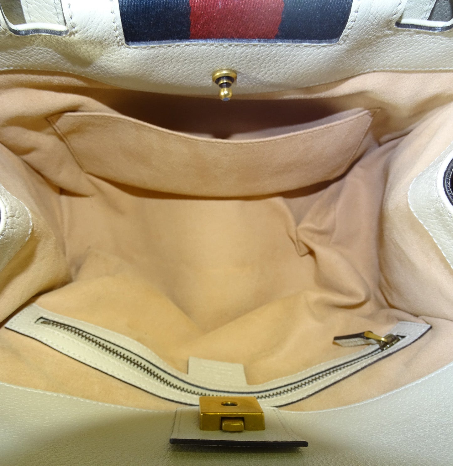 Gucci Ivory Leather Linea Medium Butterfly Totem Tote