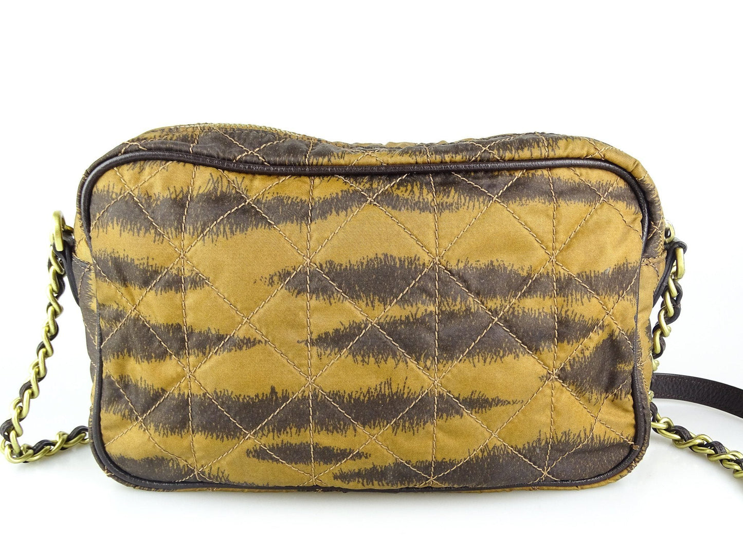 Mulberry Rosie Zipped Satchel Camera Bag in Tiger Print Oak Quilted Nylon & Calfskin