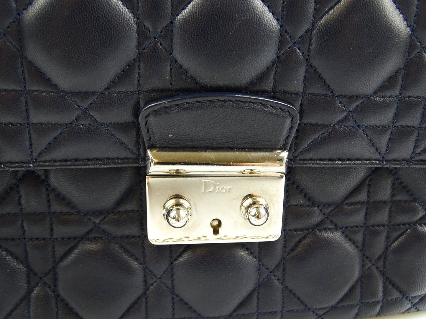 Christian Dior Cannage Large Navy Miss Dior Flap Chain Bag