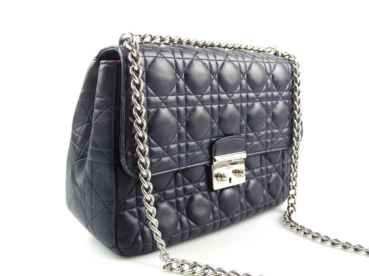 Christian Dior Cannage Large Navy Miss Dior Flap Chain Bag