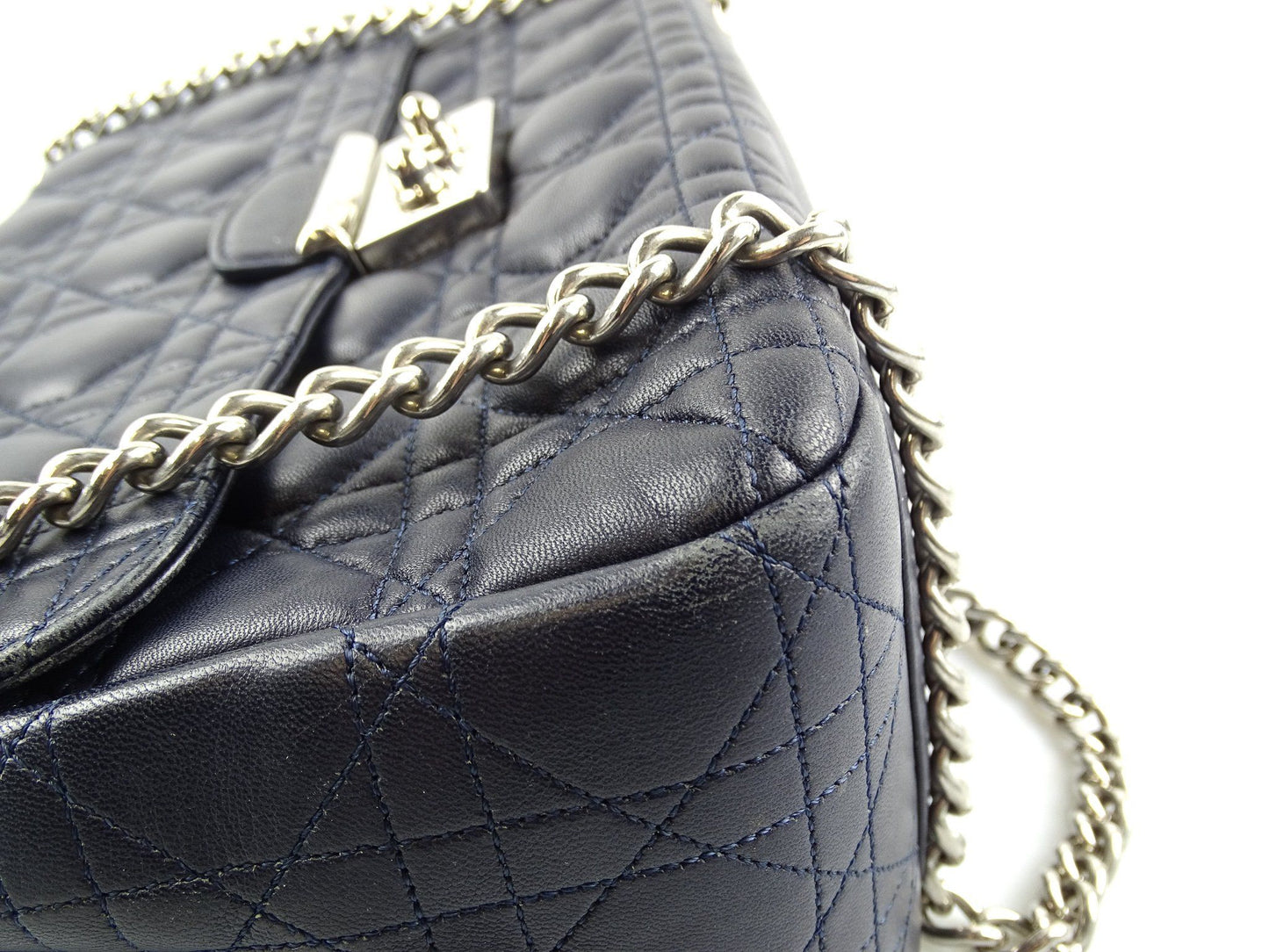 Christian Dior Cannage Large Navy Miss Dior Flap Chain Bag