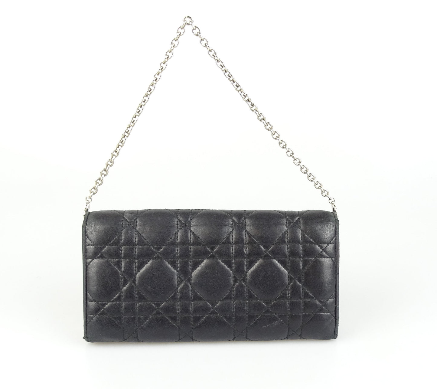 Christian Dior Cannage Stich Black Lady Dior Clutch On Chain