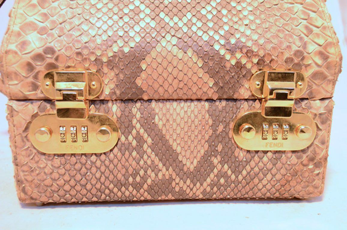 RARE Fendi Natural Python Snakeskin Two-Way Kelly Bolide Handbag