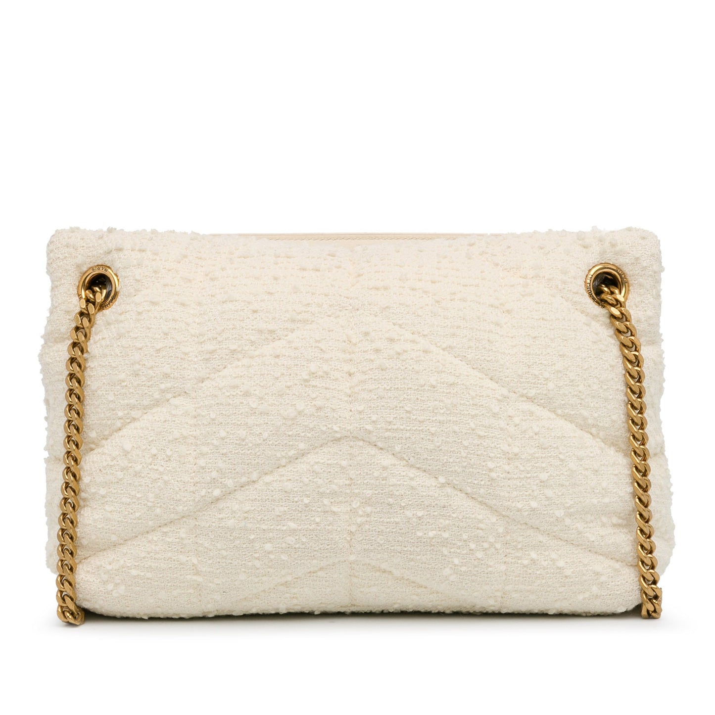 Yves Saint Laurent Loulou Puffer Shoulder Bag Medium White Boucle Tweed