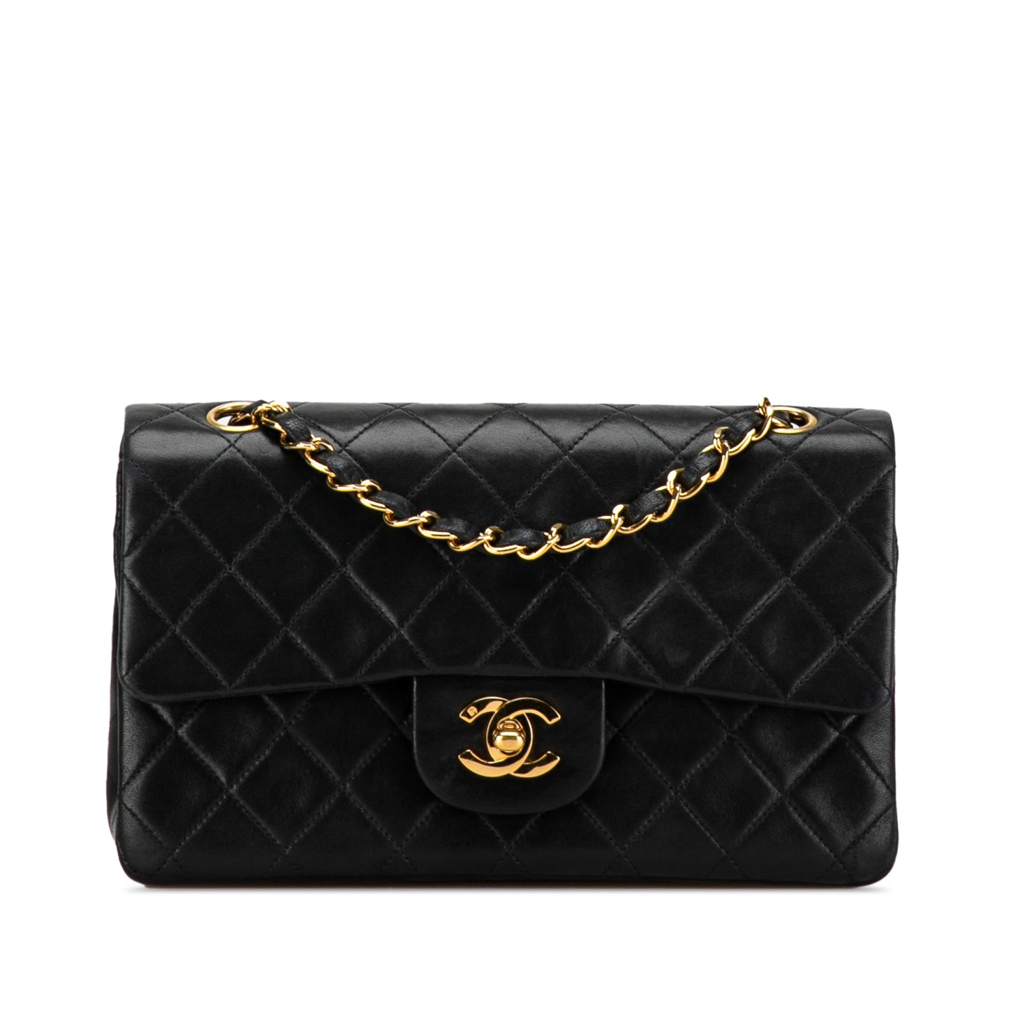 Chanel Black Small Classic Lambskin Double Flap Bag 1994/96