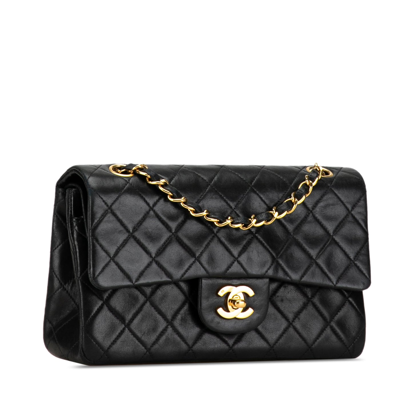 Chanel Black Small Classic Lambskin Double Flap Bag 1994/96