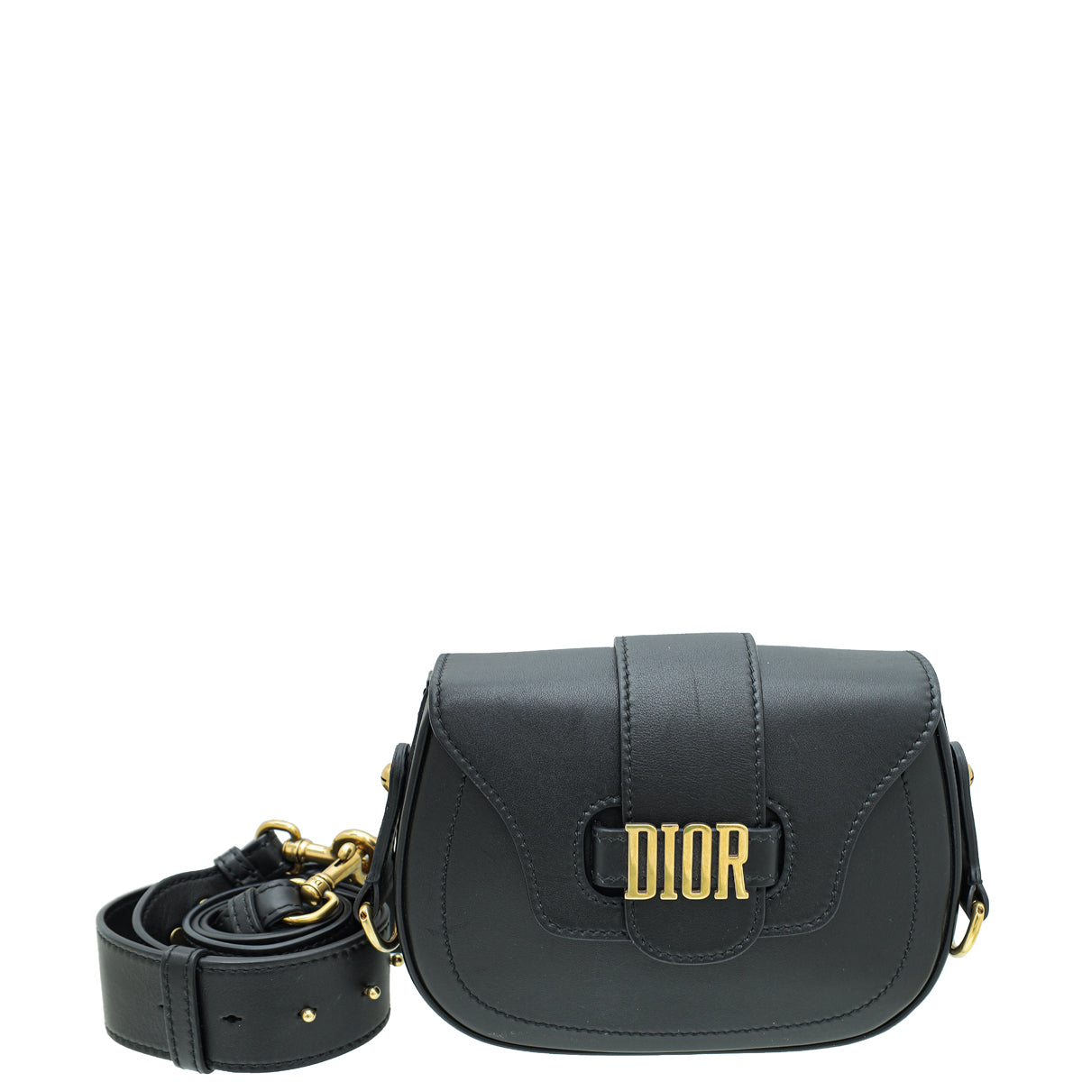 Christian Dior Black D Fence Saddle Small Bag