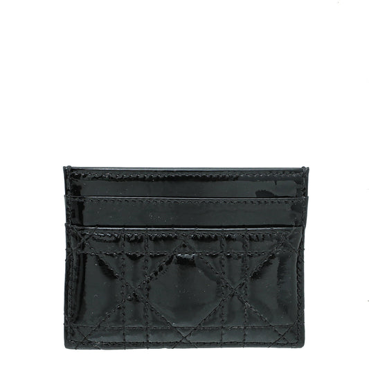 Christian Dior Black Patent Caro Card Holder