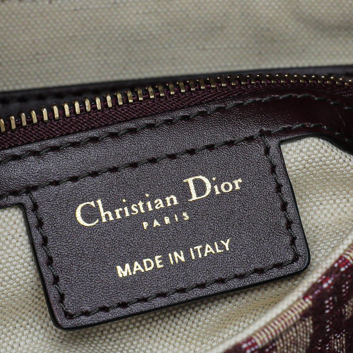 Christian Dior Bordeaux Oblique Jacquard Saddle Bag W/Medallion Strap