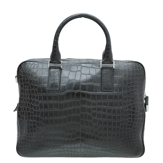 Christian Dior Black Alligator Homme Briefcase