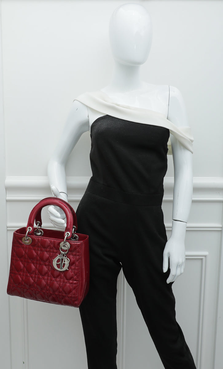 Christian Dior Red Lady Dior Medium Bag