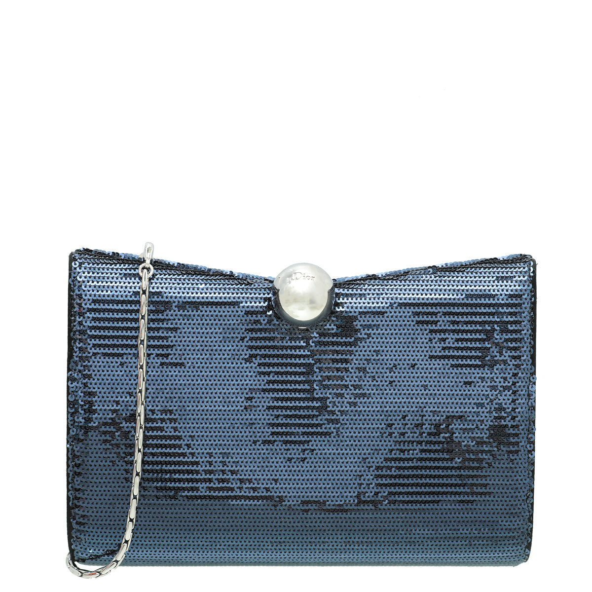 Christian Dior Navy Blue Sequins Chain Pochette