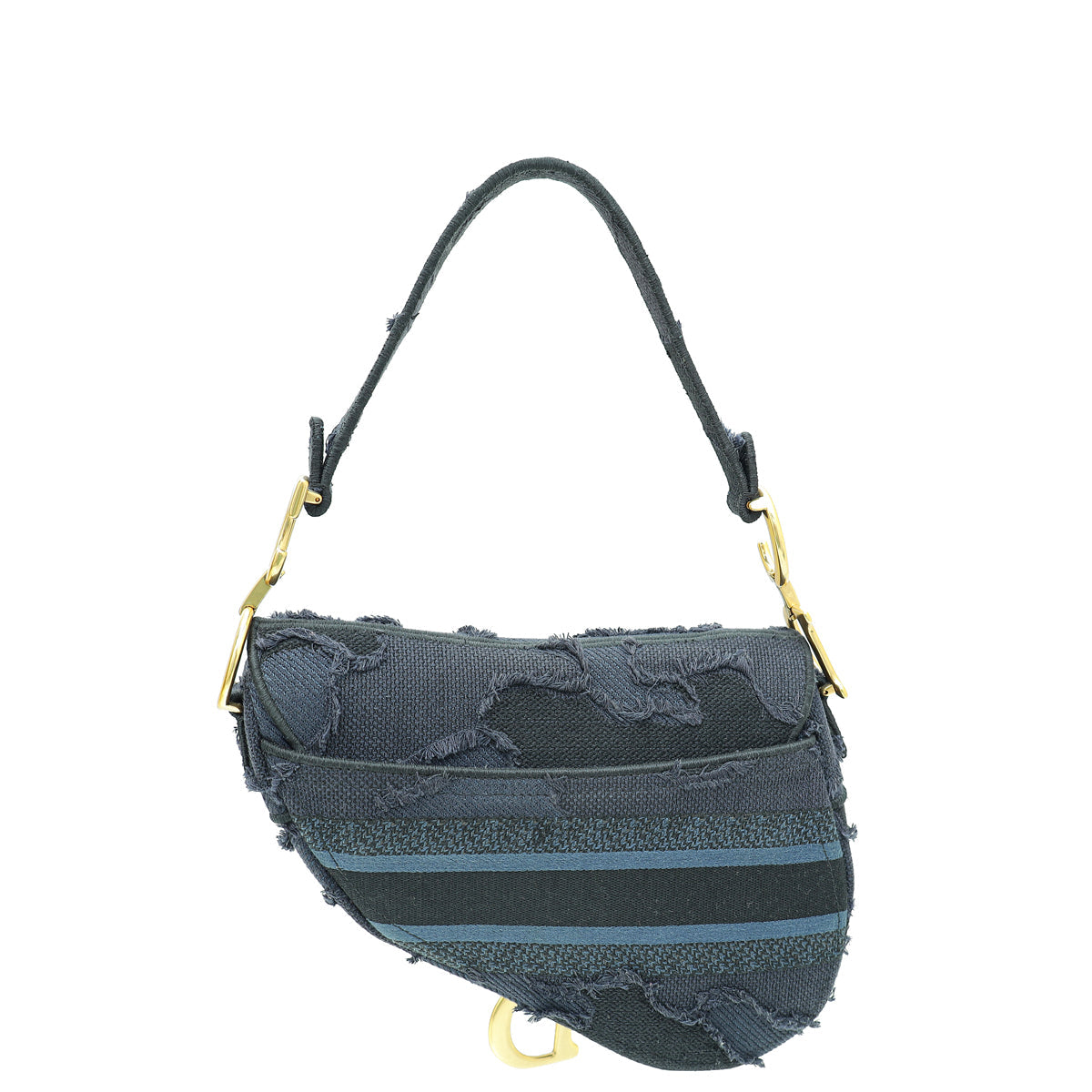 Christian Dior Blue Embroidered Camouflage Saddle Bag