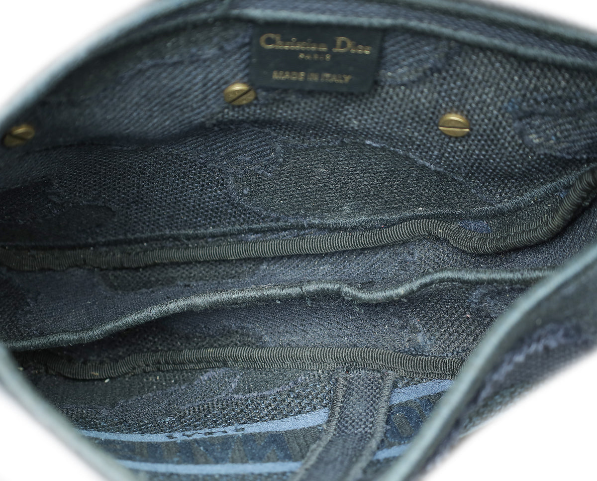 Christian Dior Blue Embroidered Camouflage Saddle Bag