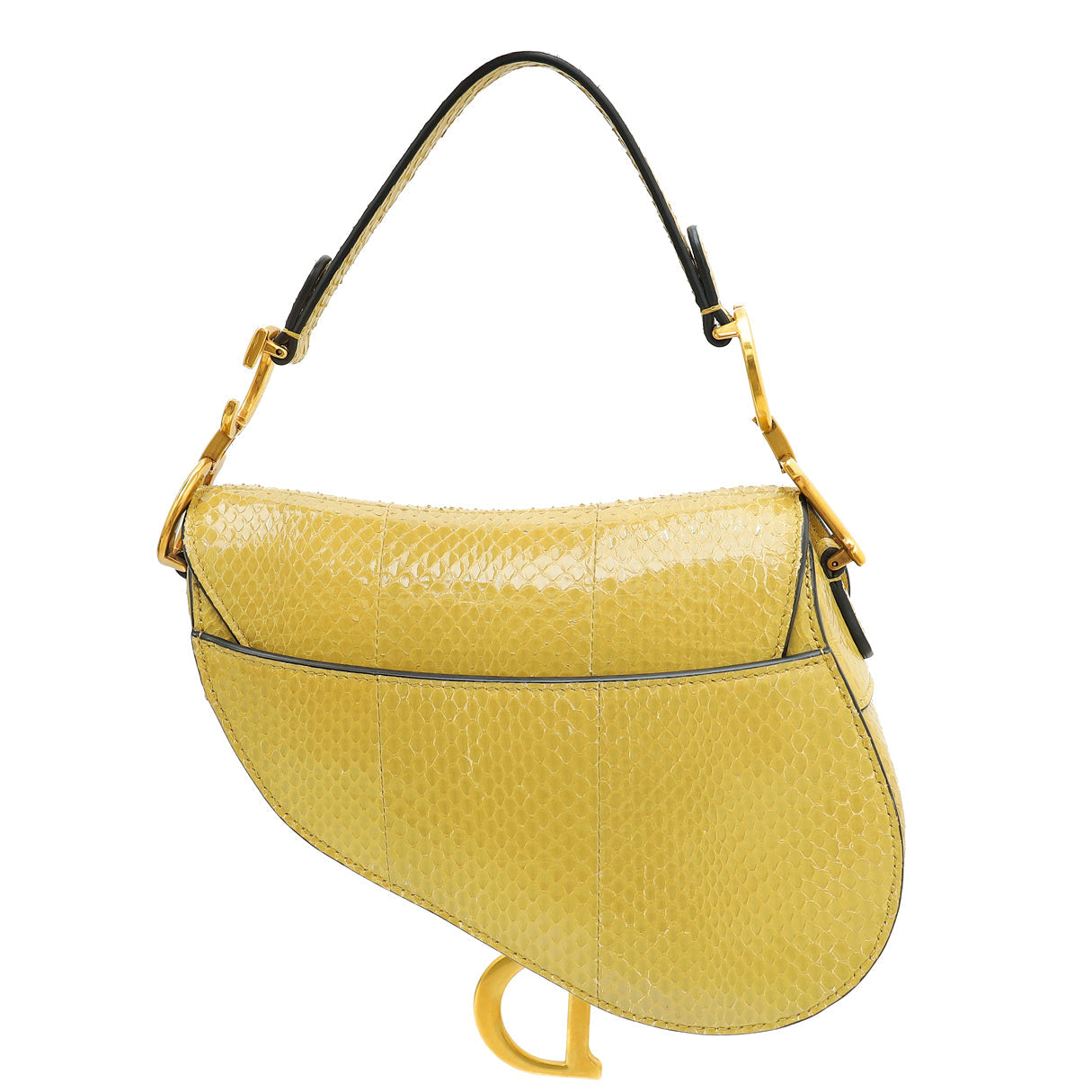 Christian Dior Dark Mustard Python Saddle Mini Bag