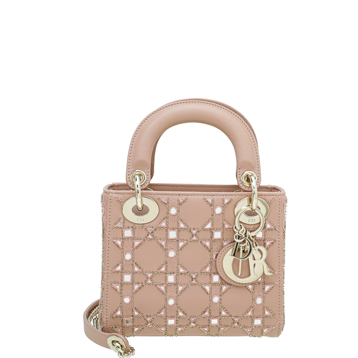 Christian Dior Nude Lady Dior Mini Beads Studs Chain Bag