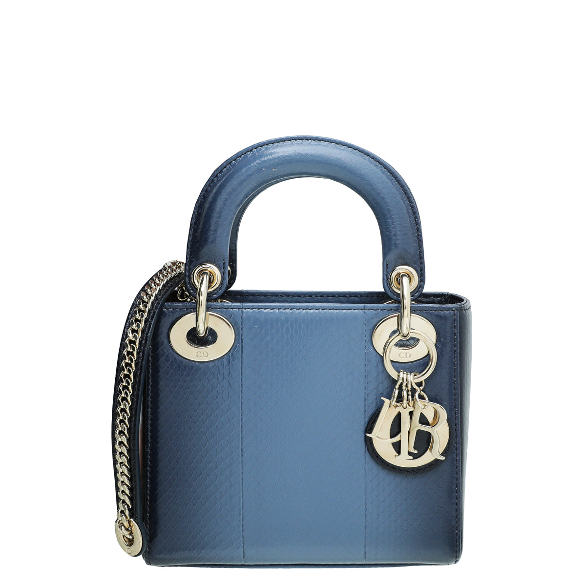 Christian Dior Blue Ombre Python Lady Dior Mini Chain Bag