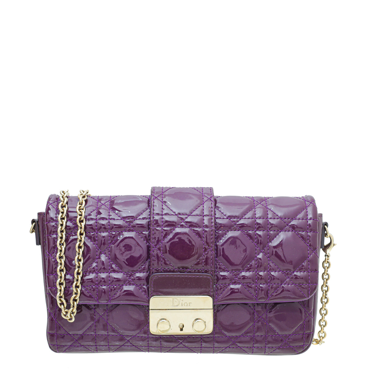 Christian Dior Violet New Lock Promenade Wallet On Chain