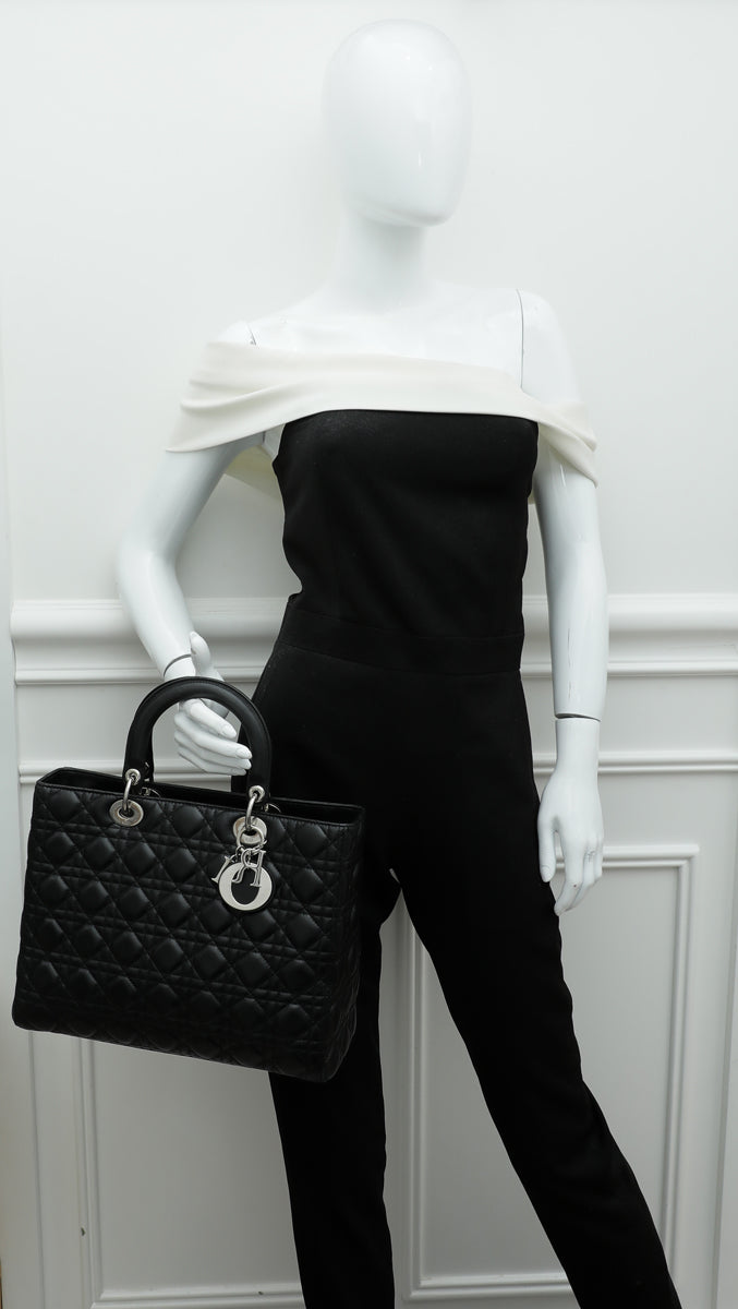 Christian Dior Black Lady Dior Large Bag