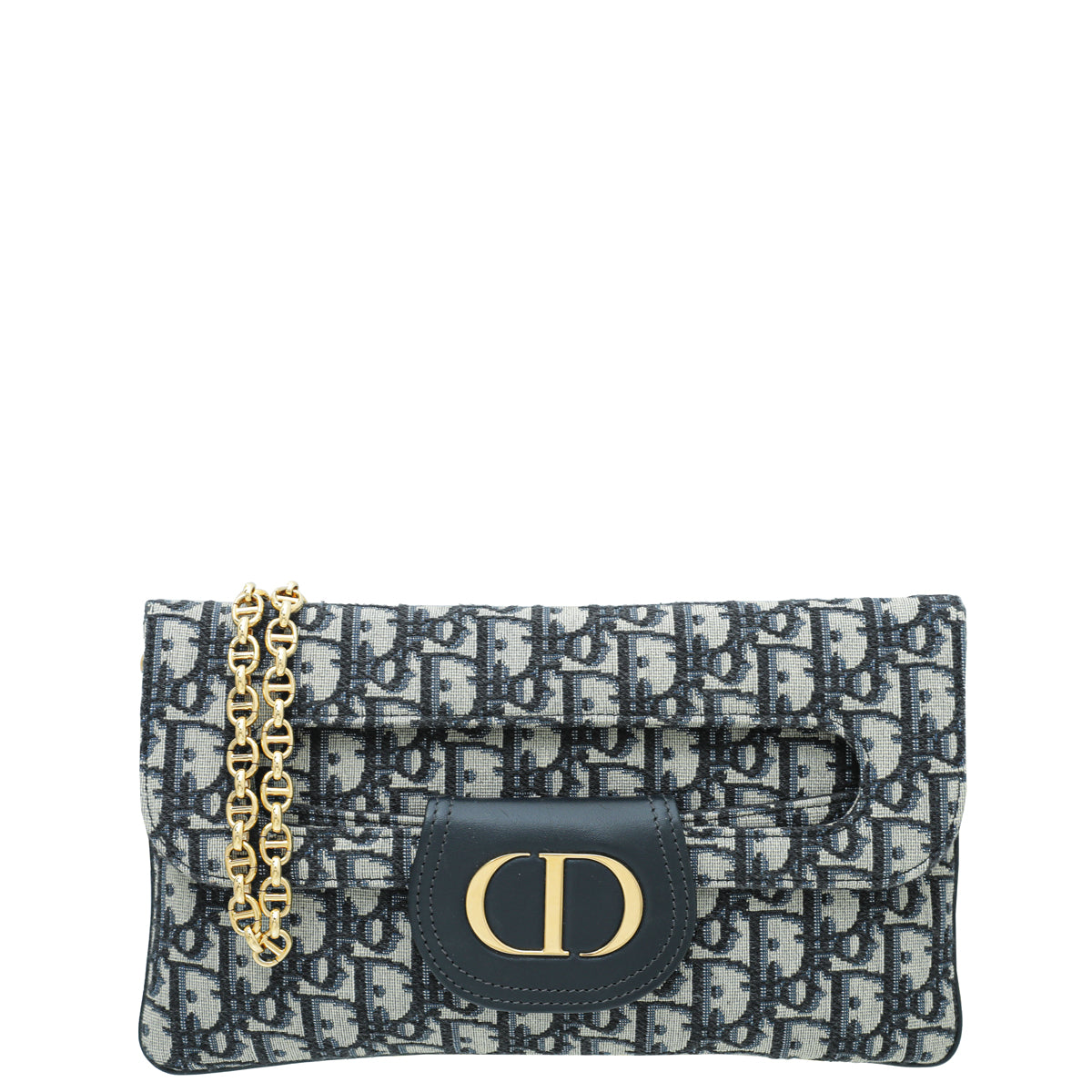 Christian Dior Blue Oblique "Diordouble" Chain Clutch Bag