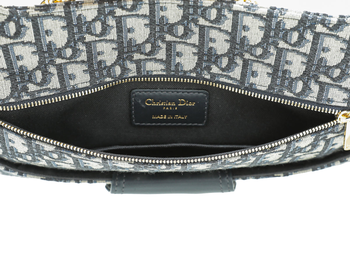 Christian Dior Blue Oblique "Diordouble" Chain Clutch Bag