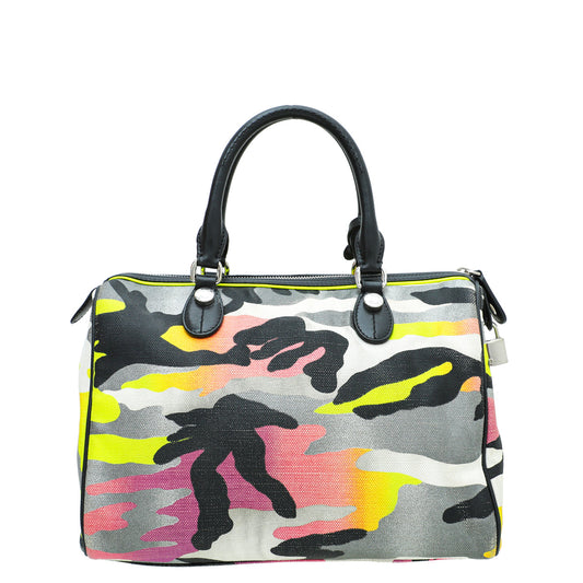 Christian Dior Multicolor Anselm Reyle Camouflage Boston Bag