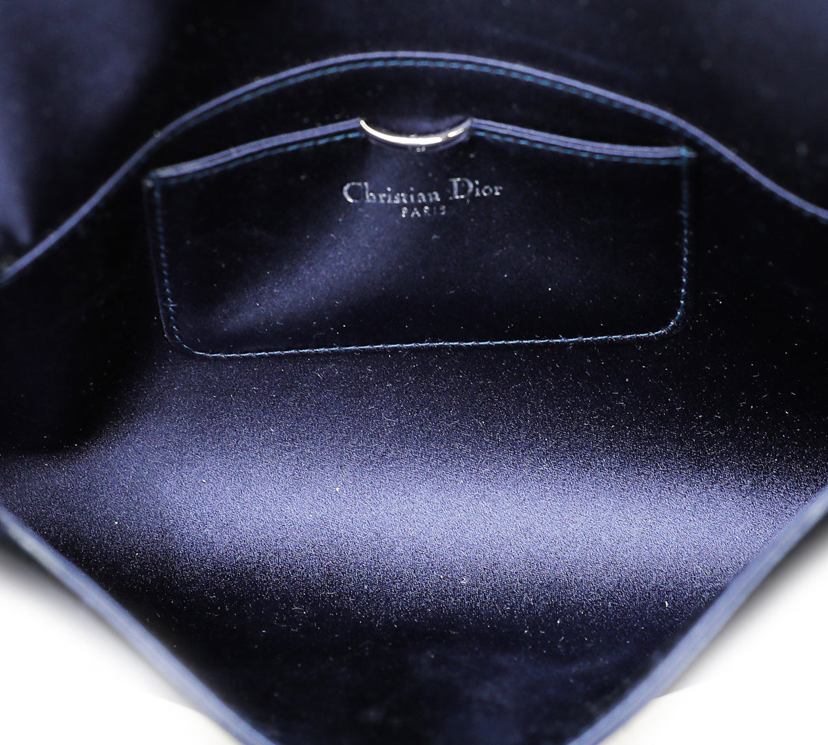 Christian Dior Blue Satin CD Logo Box Clutch