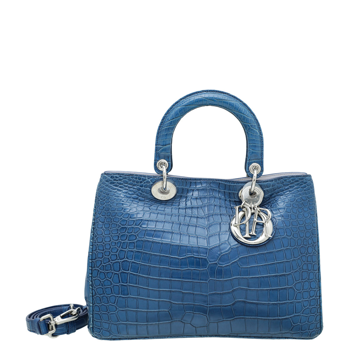 Christian Dior Blue Crocodile Diorissimo Medium Tote Bag