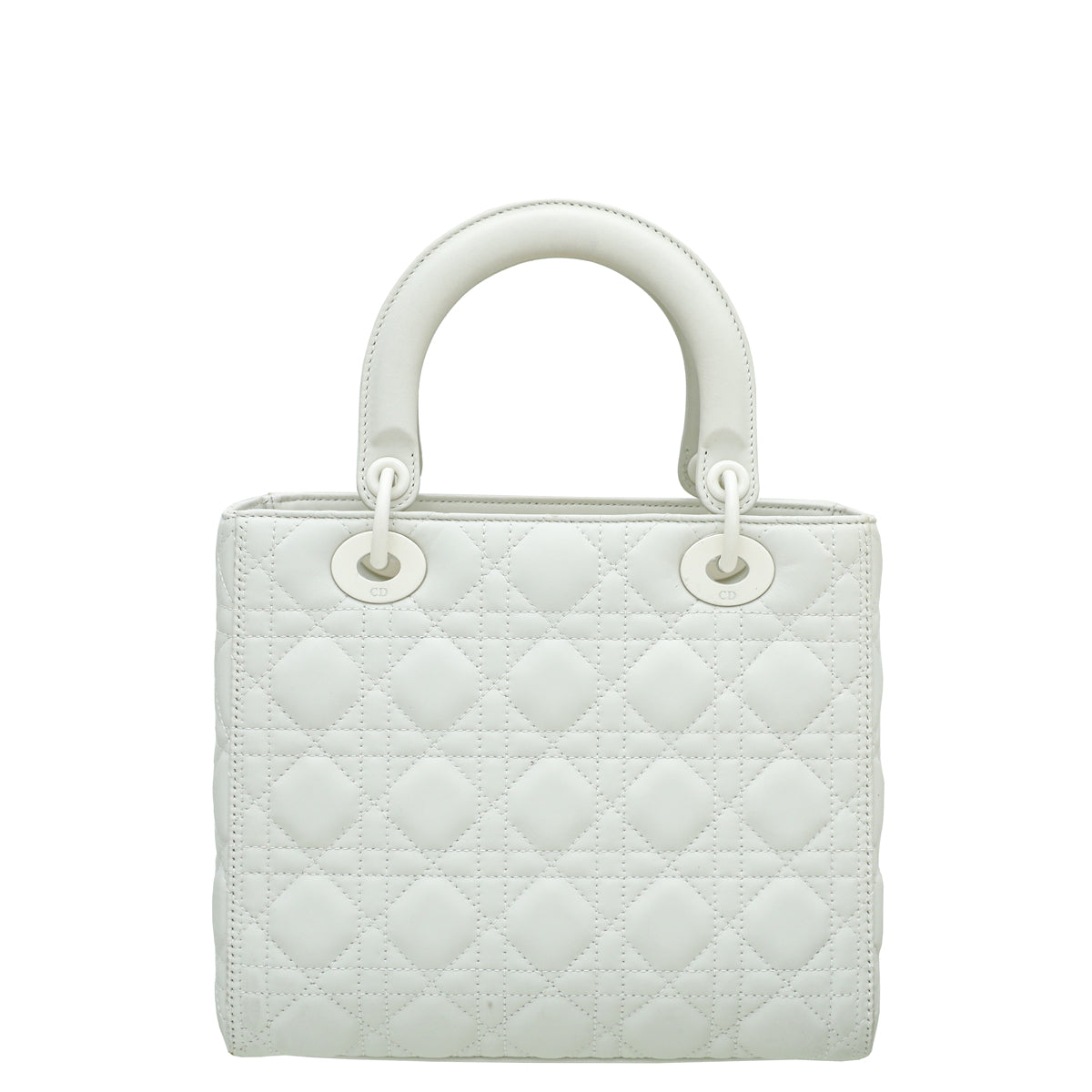 Christian Dior White Ultra Matte Lady Dior Medium Bag