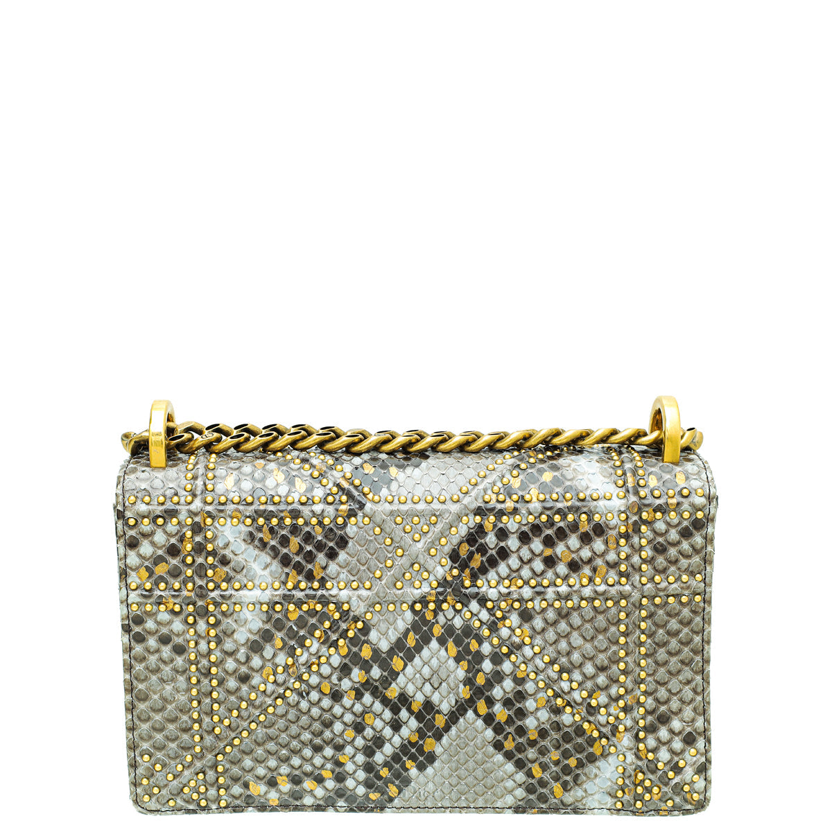 Christian Dior Grey Python Diorama Studs Small Bag