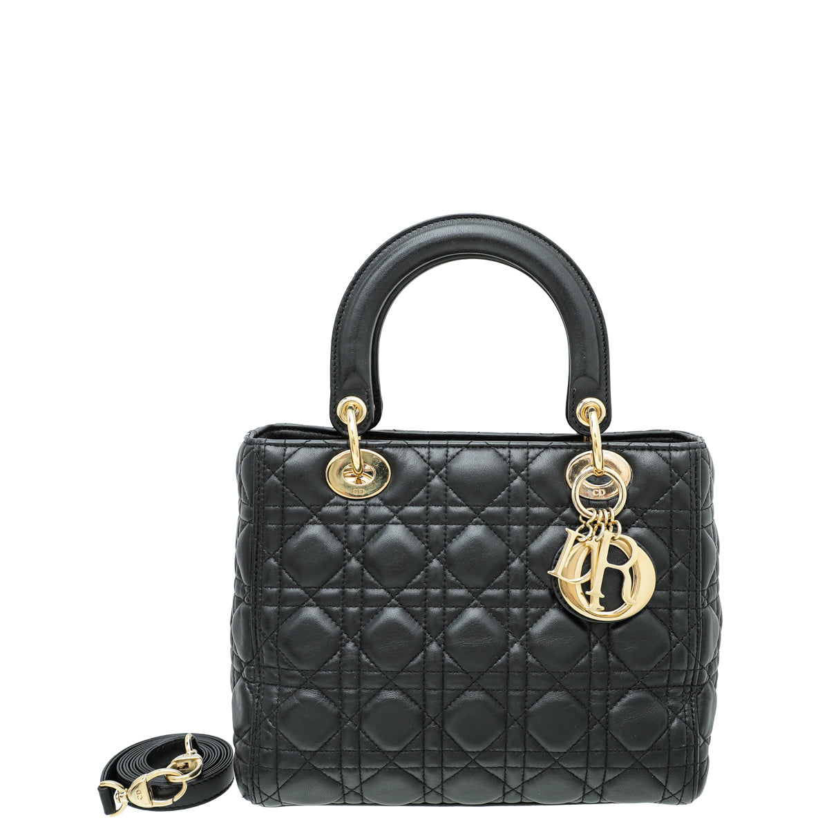 Christian Dior Black Lady Dior Medium Bag